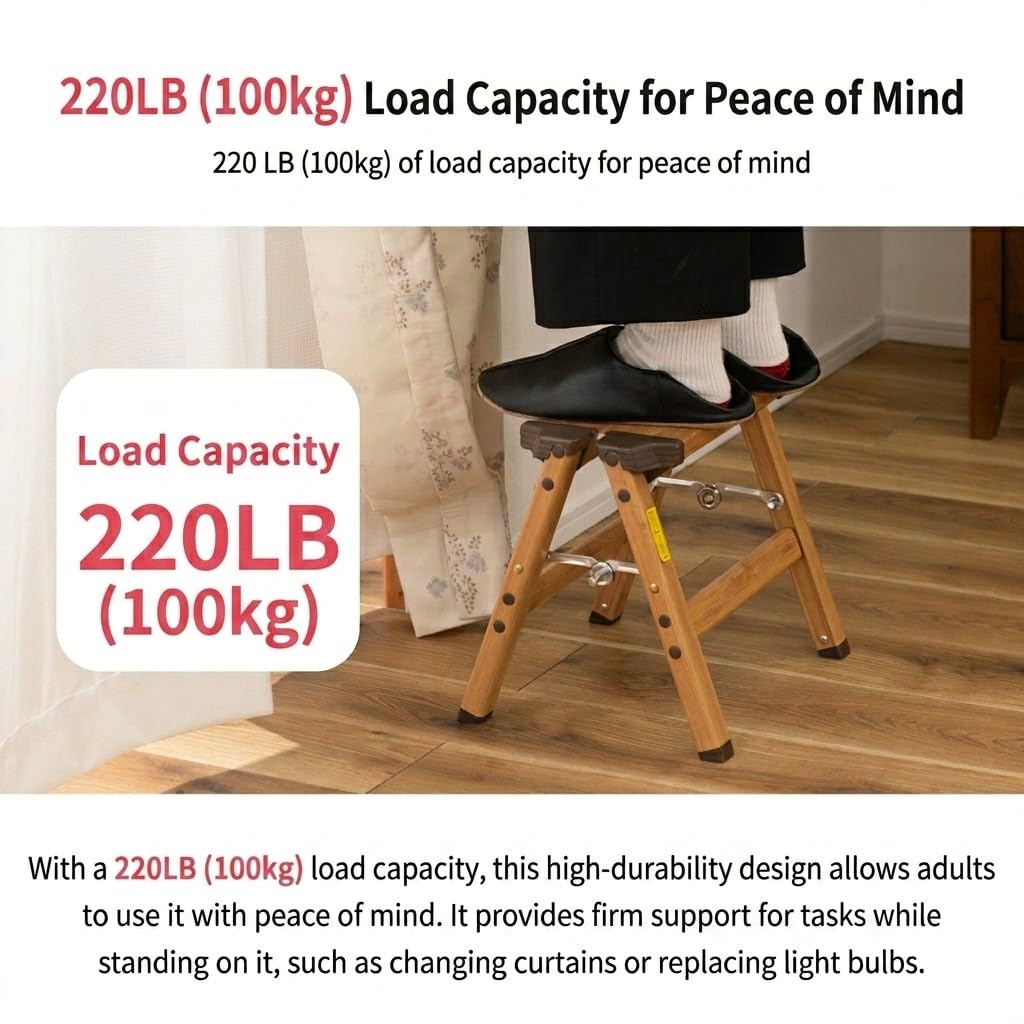 AZUMAYA PC-401 Folding Step 11.5" Inches Height Aluminum Frame Material, W13.0 x D11.0 x H11.5, Wooden Pattern Printed Surface Finish