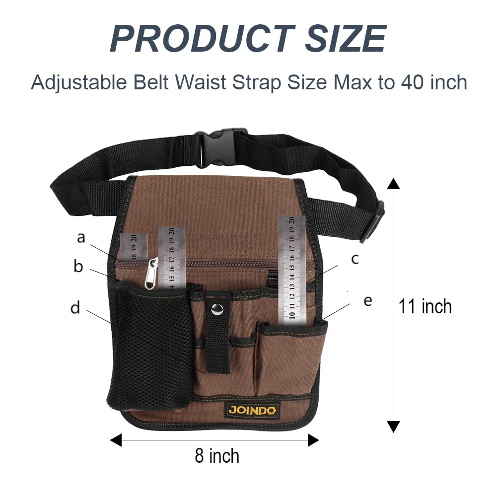 JOINDO Garden Tool Pouch, Garden Tool Belt, Lightweight Tool Pouch with Pockets and Zipper, Utility Belt Canvas Tool Bag with Adjustable Waist Belt, Waist Tool Bag Apron for Women Men