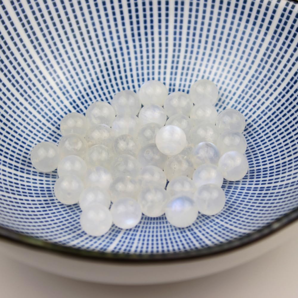 MJDCB Natural Round Stone Beads 6mm Blue Moonstone Loose Gemstone Beads for Jewelry Making Bracelet Necklace 60pcs