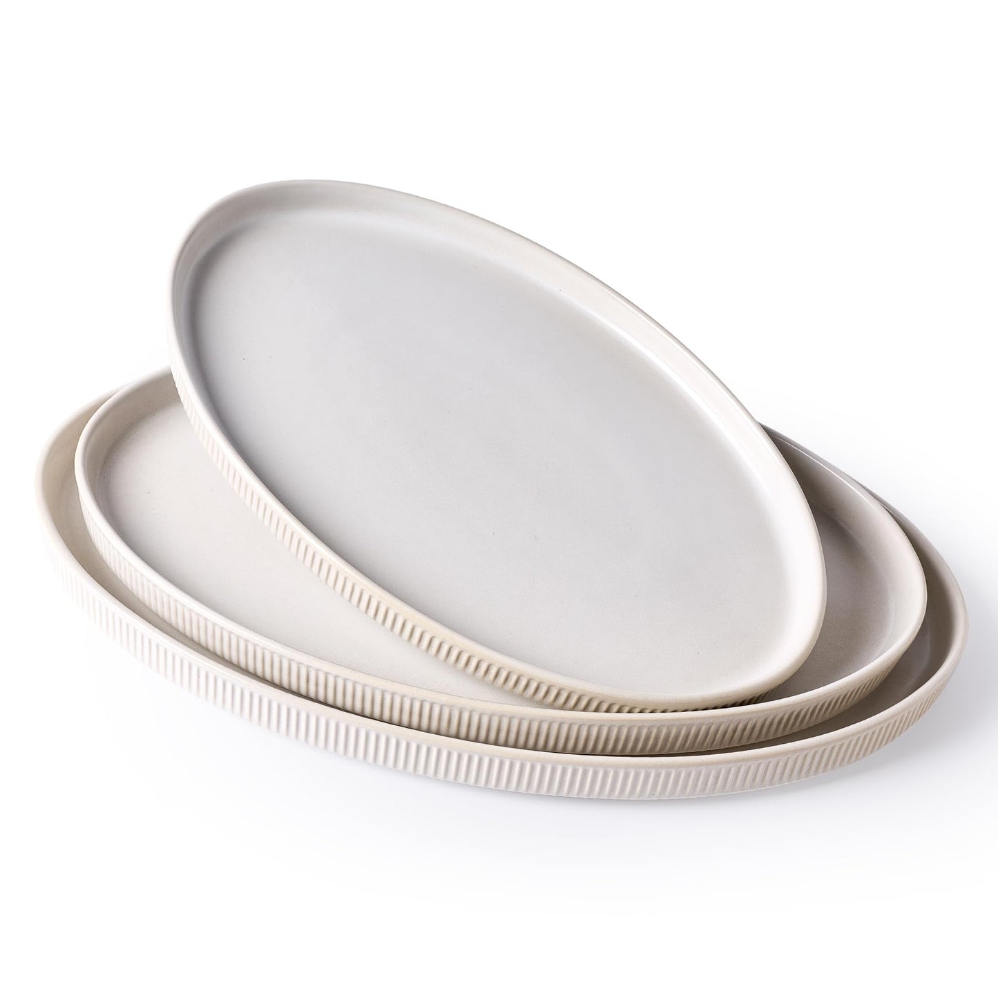 famiware Serving Platter, 16/14.6/12.9 Inch Serving Dishes for Entertaining, Party Serving Trays for Food, Buffet Oval Platters for Food, Large Plates for Bread Turkey Cheese Appetizer, Matte White