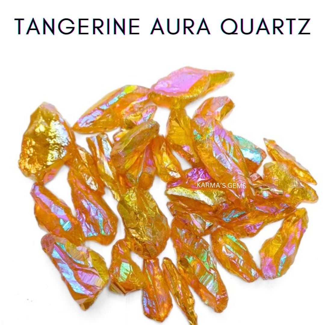 Crystals, Rocks, Jade, Crystals and Healing Stones, Witchcraft Supplies, Healing Crystals, Stones, Healing Stones, Rock Collection, Agate, Raw Stones (Tangerine Aura Quartz, 2 Pcs)