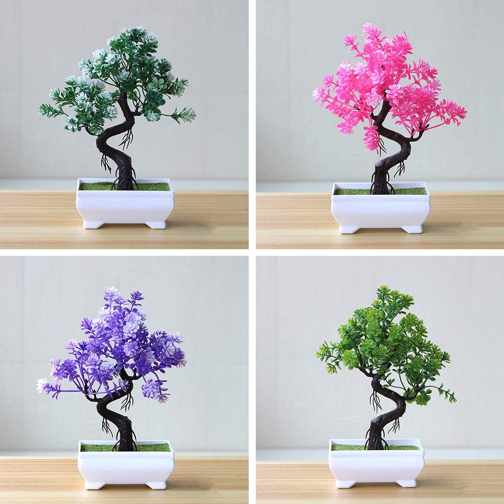 LAPUTA Decorative Faux Plants Artificial Potted Tree Bonsai Simulation Plant Home Decor Table Centerpieces Desk Ornament Pink