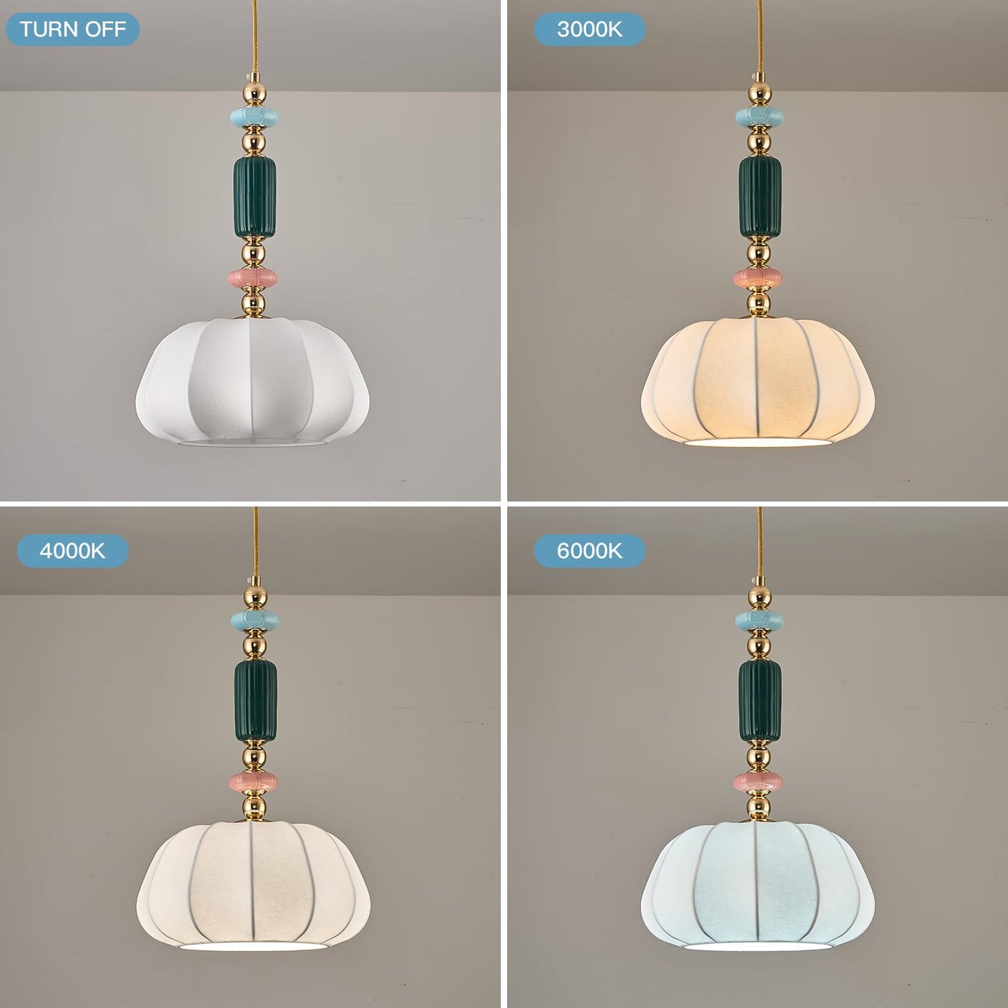 FALINNEAD Imitated Silk White Shade Pendant Light Fixture 11 inch Modern Pendant Lighting Kitchen Hanging Lamp for Dining Room Bedroom Storeroom