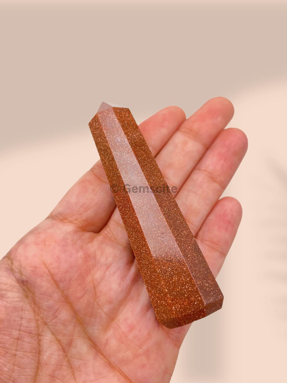 WholesaleGemShop 3 Inch (70 mm) Gemstones Red Goldstone Obelisk Tower Jumbo Facet Aura Rock Crystal Natural Polished Earth Wand Spirit