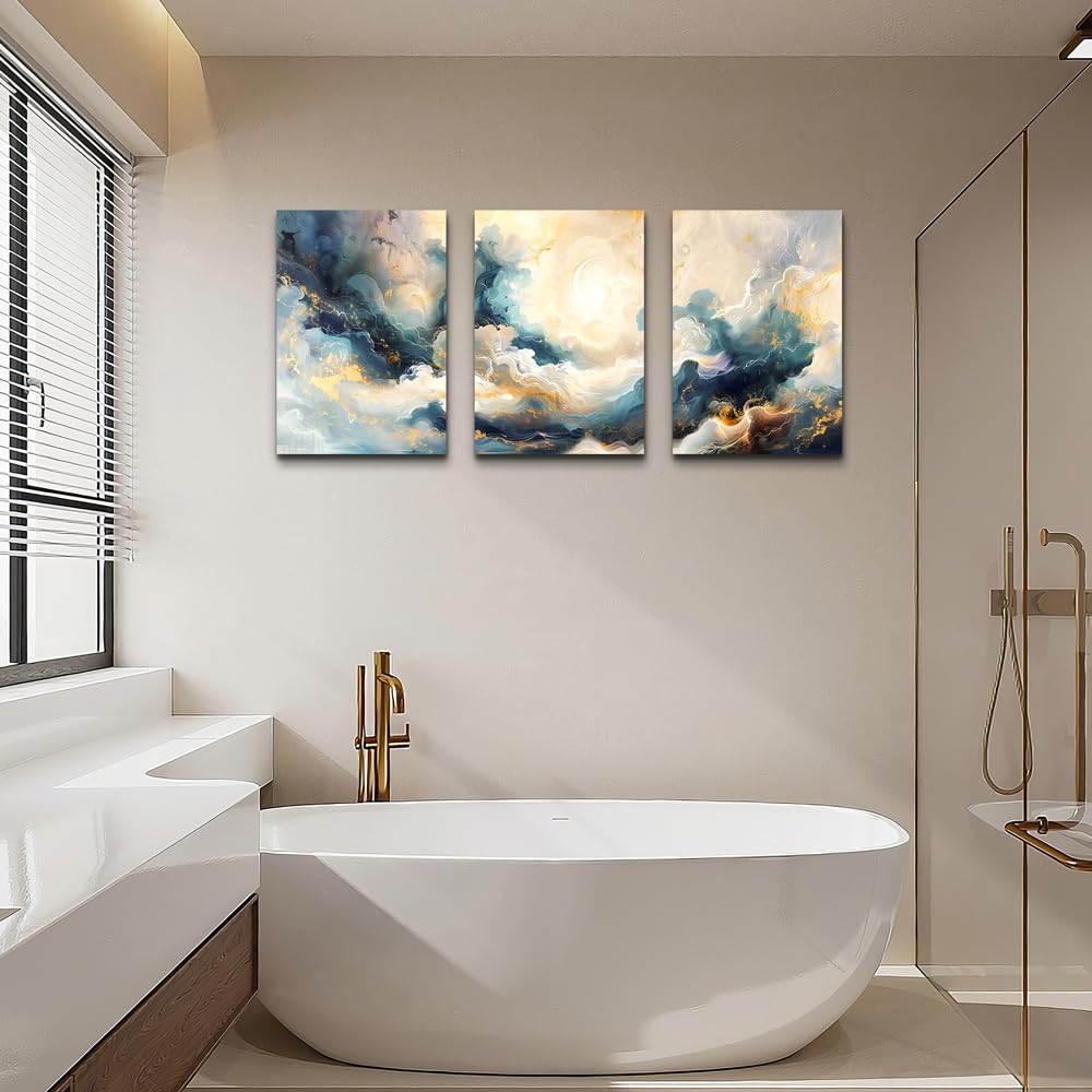 TTHYUEWS Canvas Wall Art - Modern & Minimalist Abstract Ink Paintings - Framed Canvas Prints for Living Room, Bedroom, Office & Bathroom - 3 Piece Set