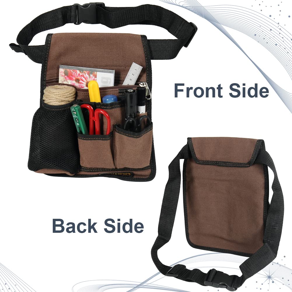 JOINDO Garden Tool Pouch, Garden Tool Belt, Lightweight Tool Pouch with Pockets and Zipper, Utility Belt Canvas Tool Bag with Adjustable Waist Belt, Waist Tool Bag Apron for Women Men