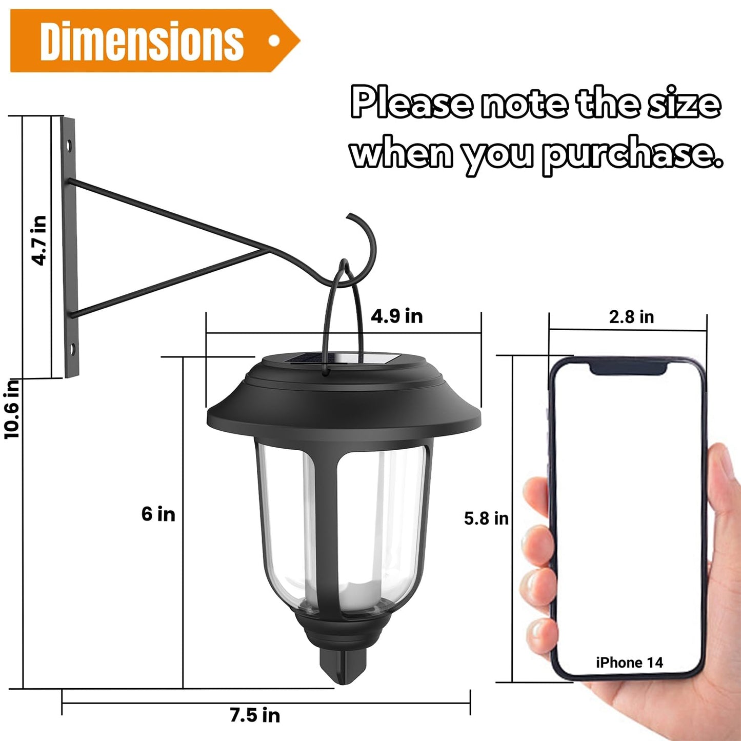 Dynaming 2 Pack Solar Flame Lanterns Outdoor, Hanging Solar Powered Wall Mounted Sconce Lights, Flickering Flame LED Light Auto On/Off, Waterproof for Garage Stair Patio Front Porch Yard