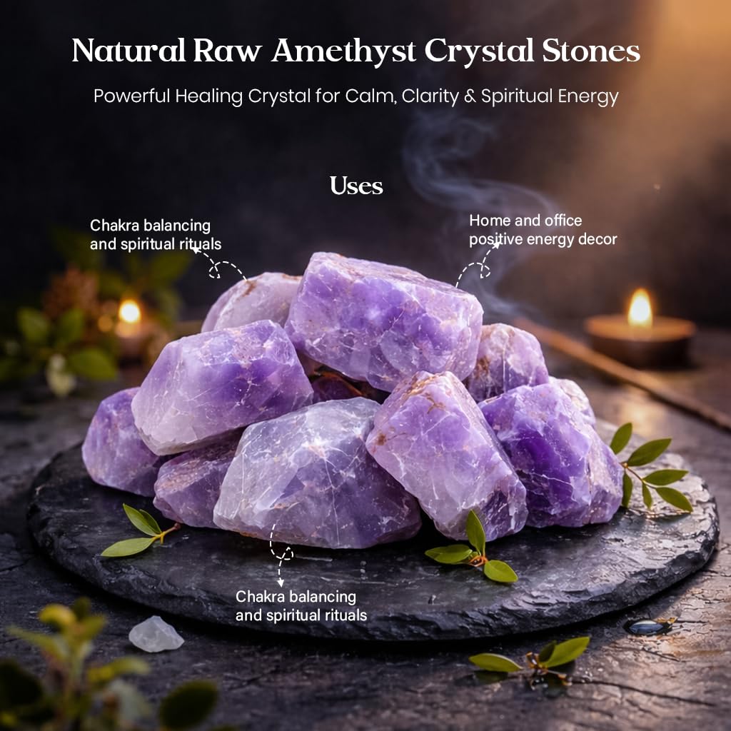"650+ Carats, 3 Pc Amethyst Rock Rough Stone 2540 mm Raw Crystals Rock Crystals and Healing Stones Rough Gemstones Rock Collection for Beginners Used as Crystal Therapy, Meditation, Reiki"