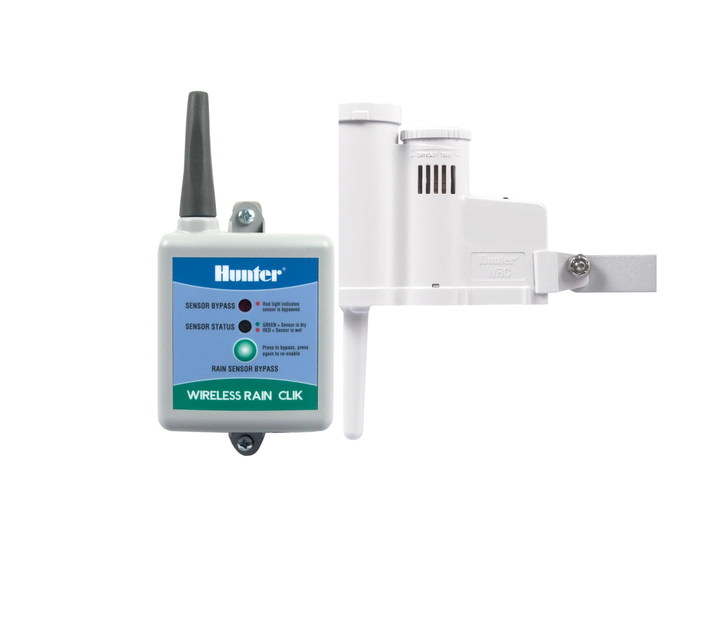 Hunter Rain Clik WRCLIK Wireless Rain Sensor with Freeze Shutoff, Automatic Shutoff for Sprinkler Controllers, Compatible with Most Irrigation Controllers, Mounts Easily to Gutter or Wall