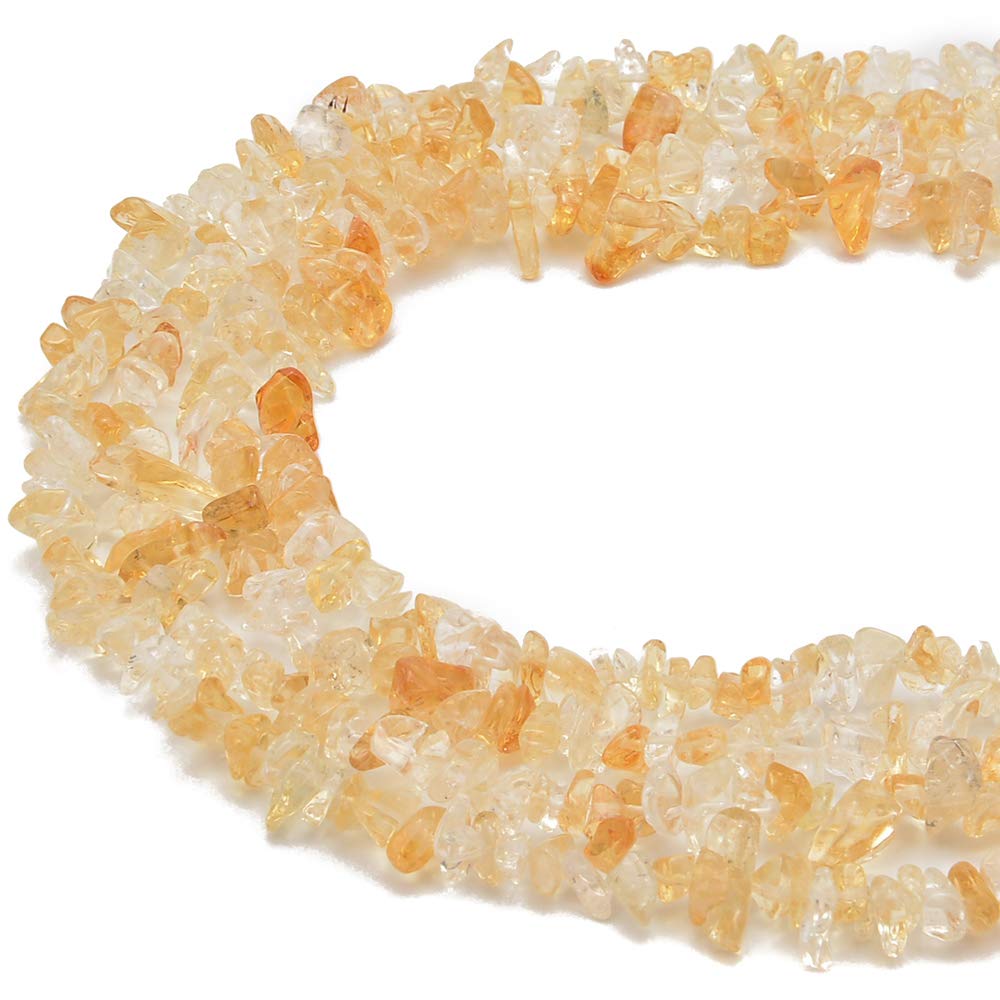 PLTbeads Gemstone Chips Natural Citrine 3-5mm Healing Crystals Waist Bracelets Necklace Kit Irregular Stone DIY Crafts Design Jewelry Making Approxi 32 inch