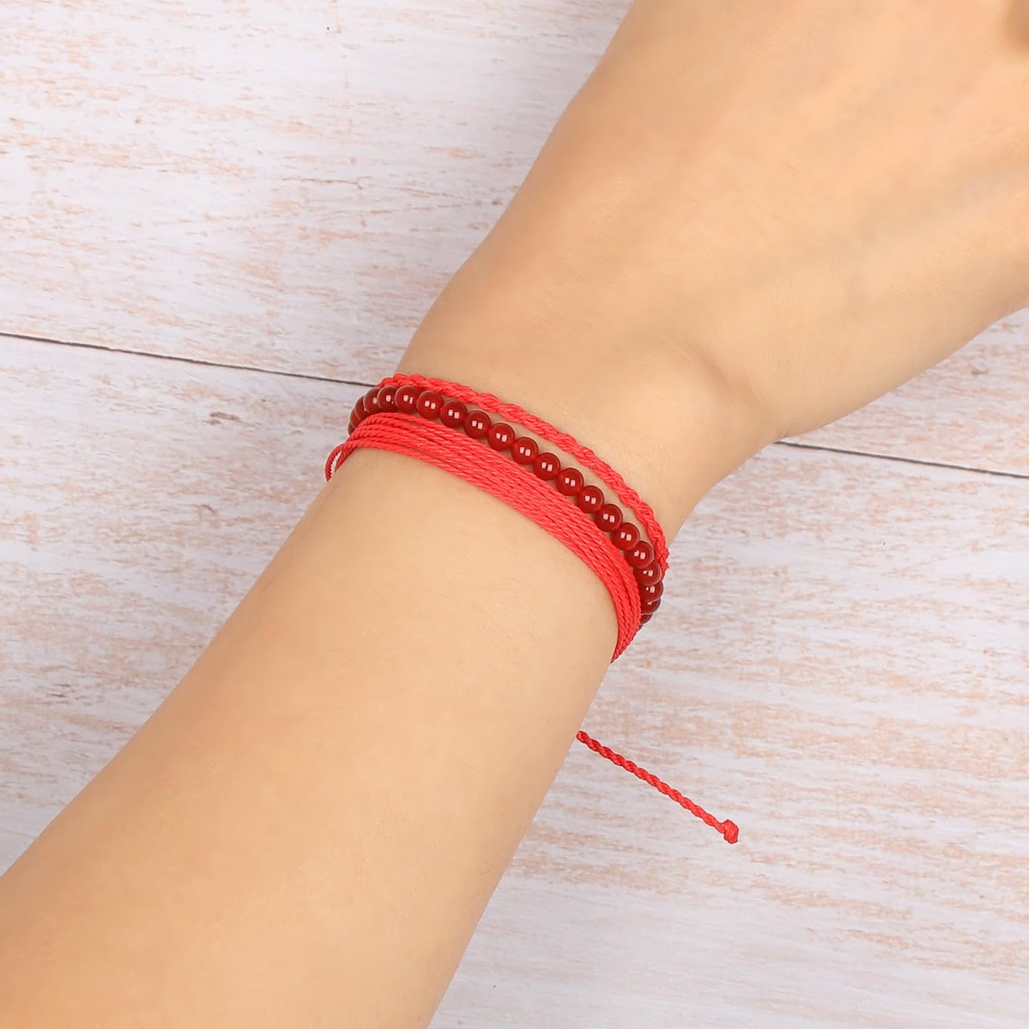QOGIR Handmade Healing Stones Bracelet,4mm Natural Carnelian Gemstone Beads Bracelet, for Men Women Gifts with 2PCS Size Adjustable Rope Bracelets
