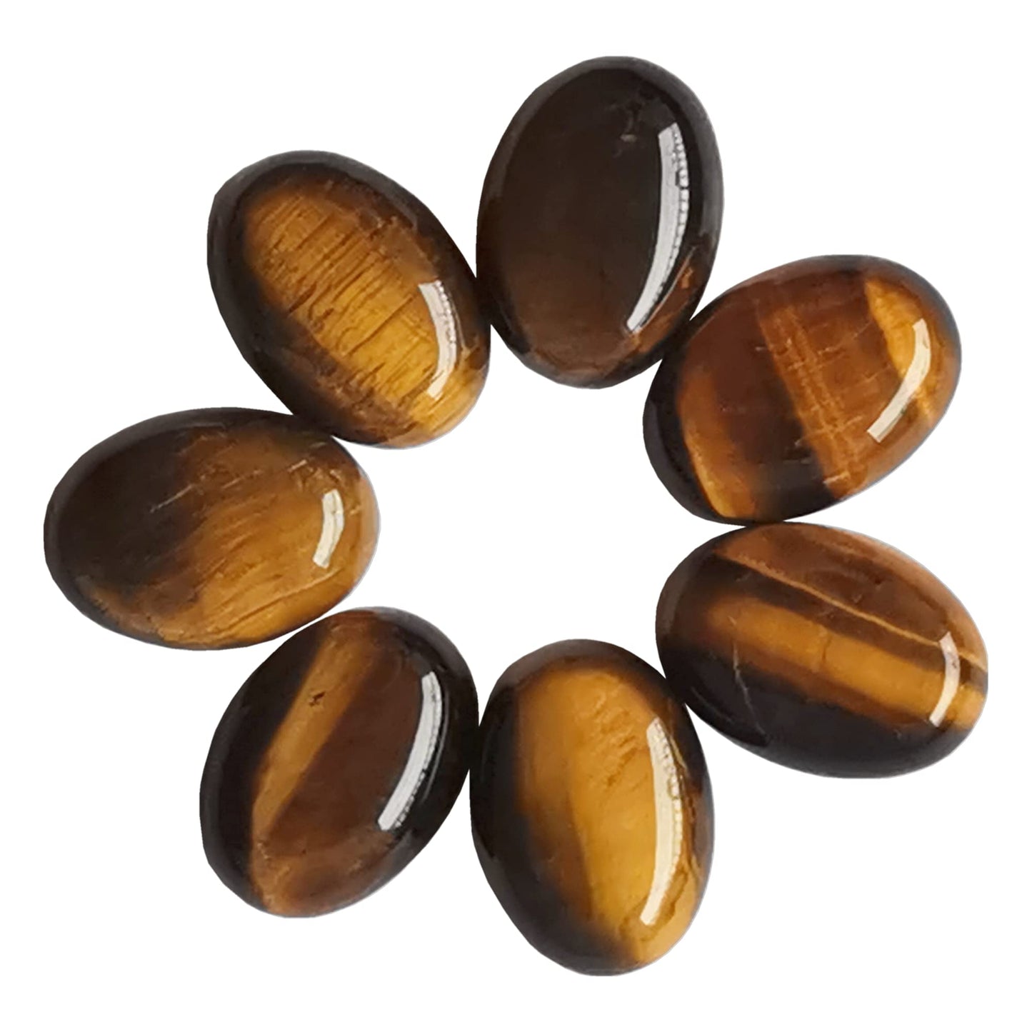 Bacatgem 7 Pcs Tiger's Eye Oval Cabochons Flatback Crystal Stone Gemstones Beads for Jewelry Making DIY,18x13mm