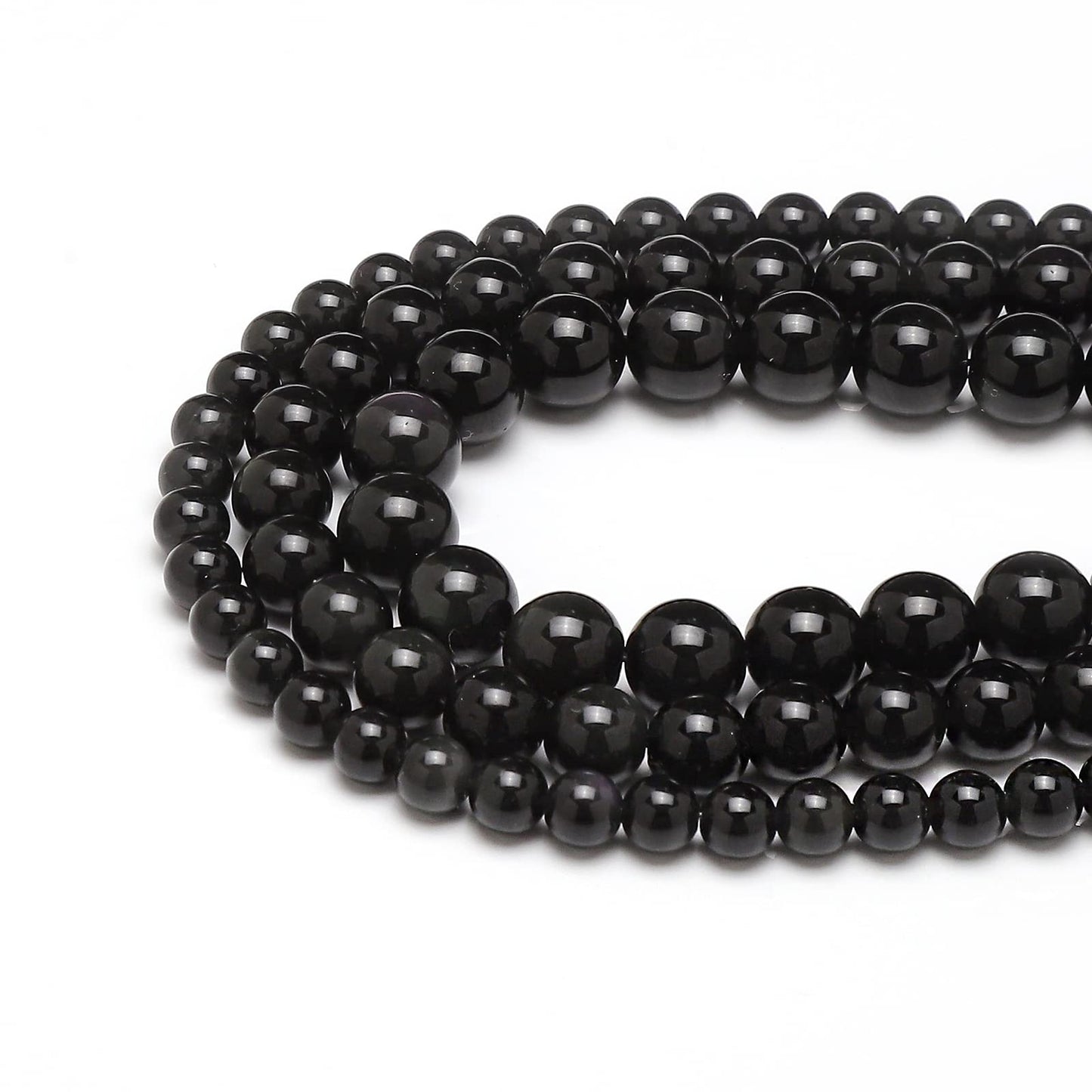 45pcs 8mm Natural Black Obsidian Gemstone Beads Energy Healing Crystal Round Loose Stone Beads for Jewelry Making, DIY Bracelets Necklaces