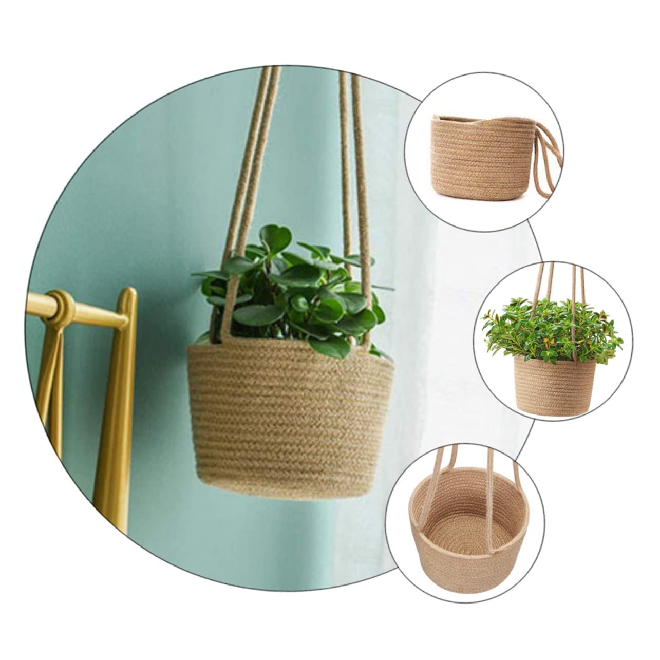 Cabilock 1pc Woven Hanging Basket Pot Macrame Decor Hanging Baskets for Plants Hand Decor Hanging Wall Planter Macrame Hanging Planter Basket Tabletop Planter Woven Basket