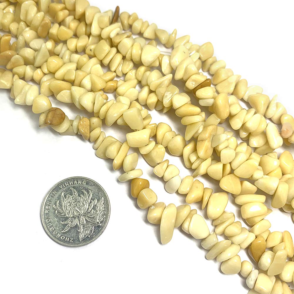 31 inches Chip Stone Loose Gemstones Beads Drilled Strand for Jewelry Making (Yellow Jade)