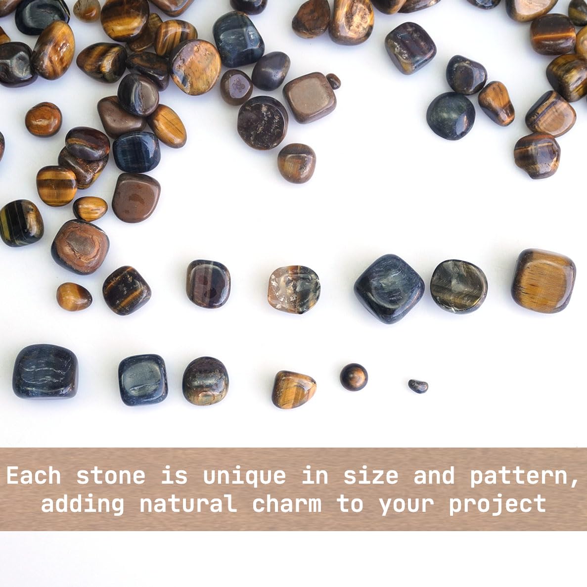 XMHOME 3 Pounds Bulk Tiger's Eye Tumbled Stones - Natural Polished Gemstones for Vase Filler, Jewelry Making, and Home Decoration