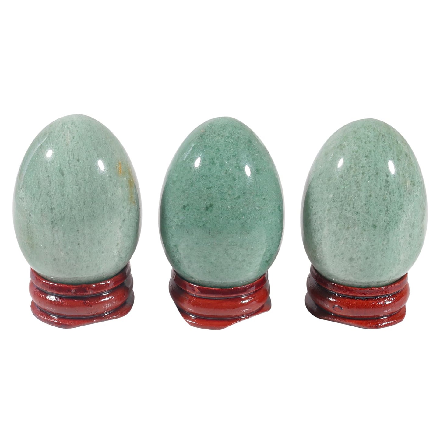 Casaper 2" Natural Green Aventurine Jasper Egg with Wood Stand for Home Decoration, Polished Crystal Pocket Palm Sphere Fengshui Figurines Healing Reiki