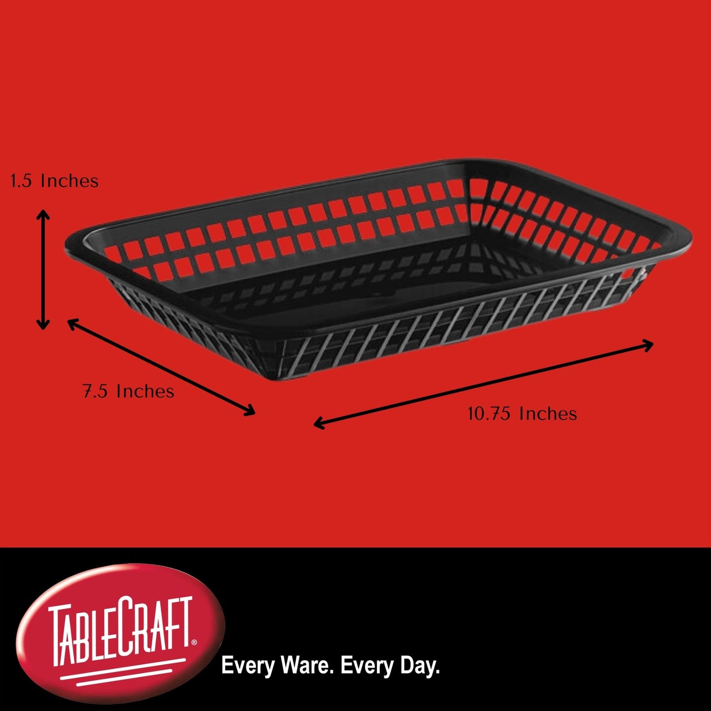 TableCraft Products C1079BK Cash and Carry Grande Basket, Large, Black (Pack of 12)