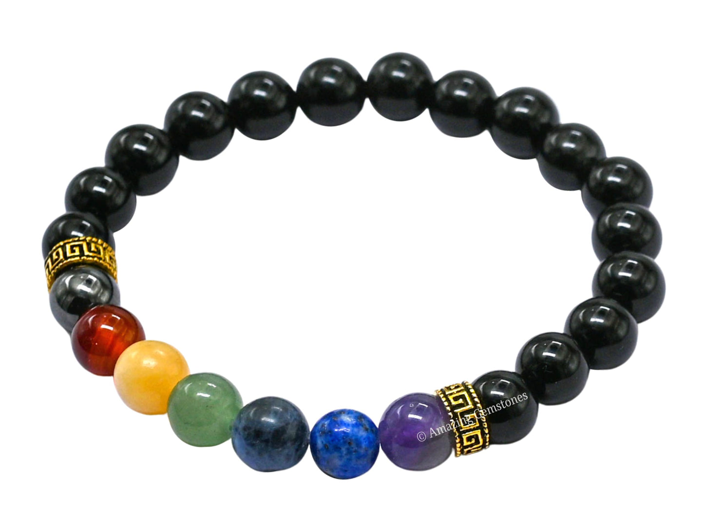 Amazing Gemstone Crystal Bracelet for Women Men's Gifts - Protection Healing Crystal Bracelet - 8mm Gemstone Beaded Stretchable Bracelet Pulseras Para Hombres Mujer Stocking Stuffers Mothers Day Gift (Chakra Bracelet (Black Obsidian))