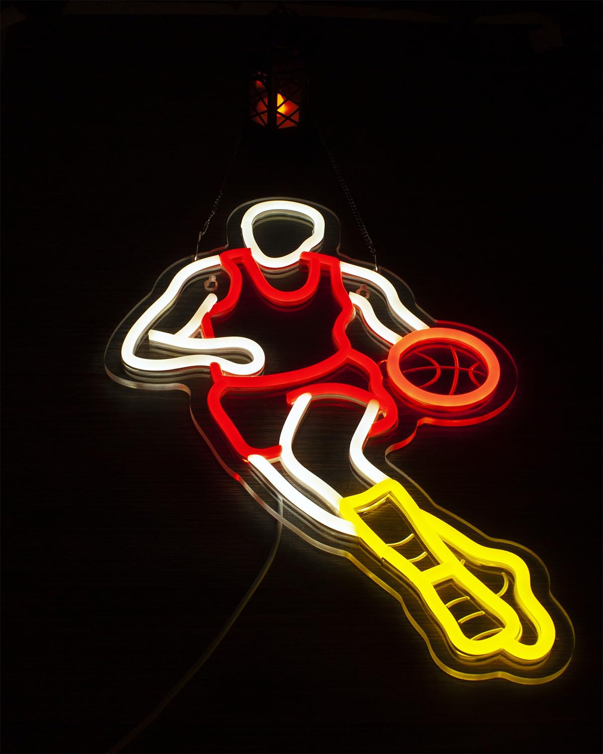 Basketball Neon Signs for Wall Decor,Sport Basketball Player LED Neon light, Dimmable USB Powered, Decor for Home Gym Bedroom Man Cave Arena Room Bar Garage,Gift for Basketball Fans