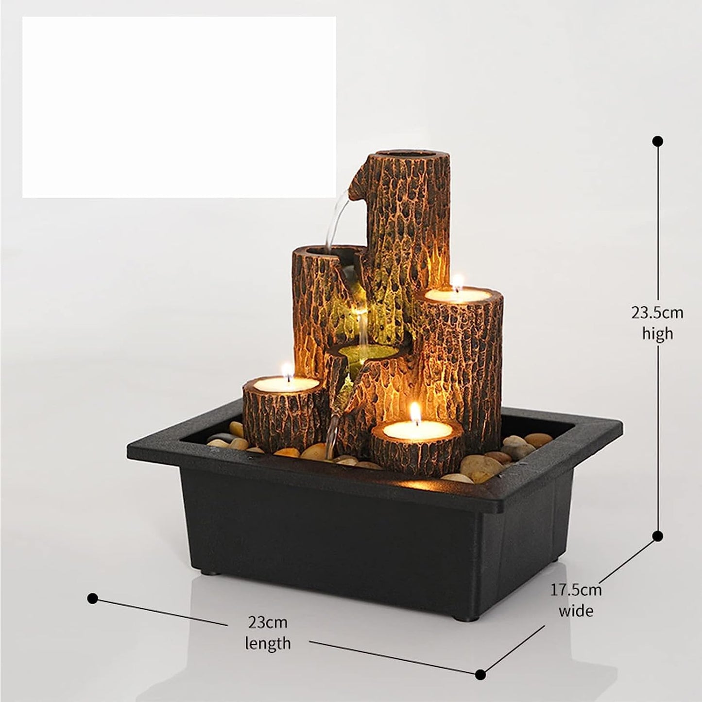 Tabletop Fountains Rock Waterfall Fountain with Rotating Ball and LED Lights, Water Feature Includes Natural River Rocks for Home Office Decor (C)
