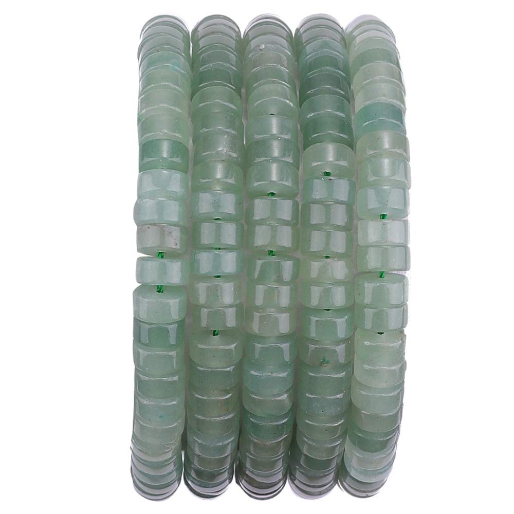 BEADIA Natural Green Aventurine Spacer Beads Caps Loose Semi Gemstone for Beading Jewelry Making 6mmx3mm 38cm