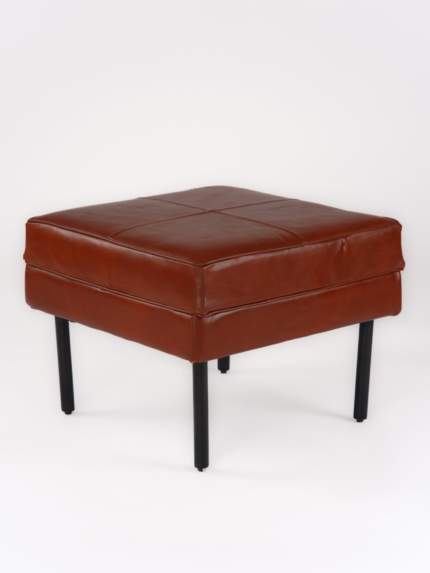 BBHHOMES Handmade Eco-Friendly Geometric Buffalo Leather Ottomon Stool Brown Color Square 24" x 24" x 18" Ottomon Stool (Knock Down) for Living Room, Bedroom Seating