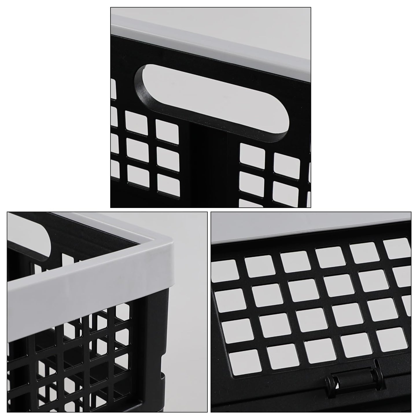 Afromy 3 Packs 30L Plastic Rectangular Collapsible Basket, Folding Crates Storage, Utility Folding Milk Crates