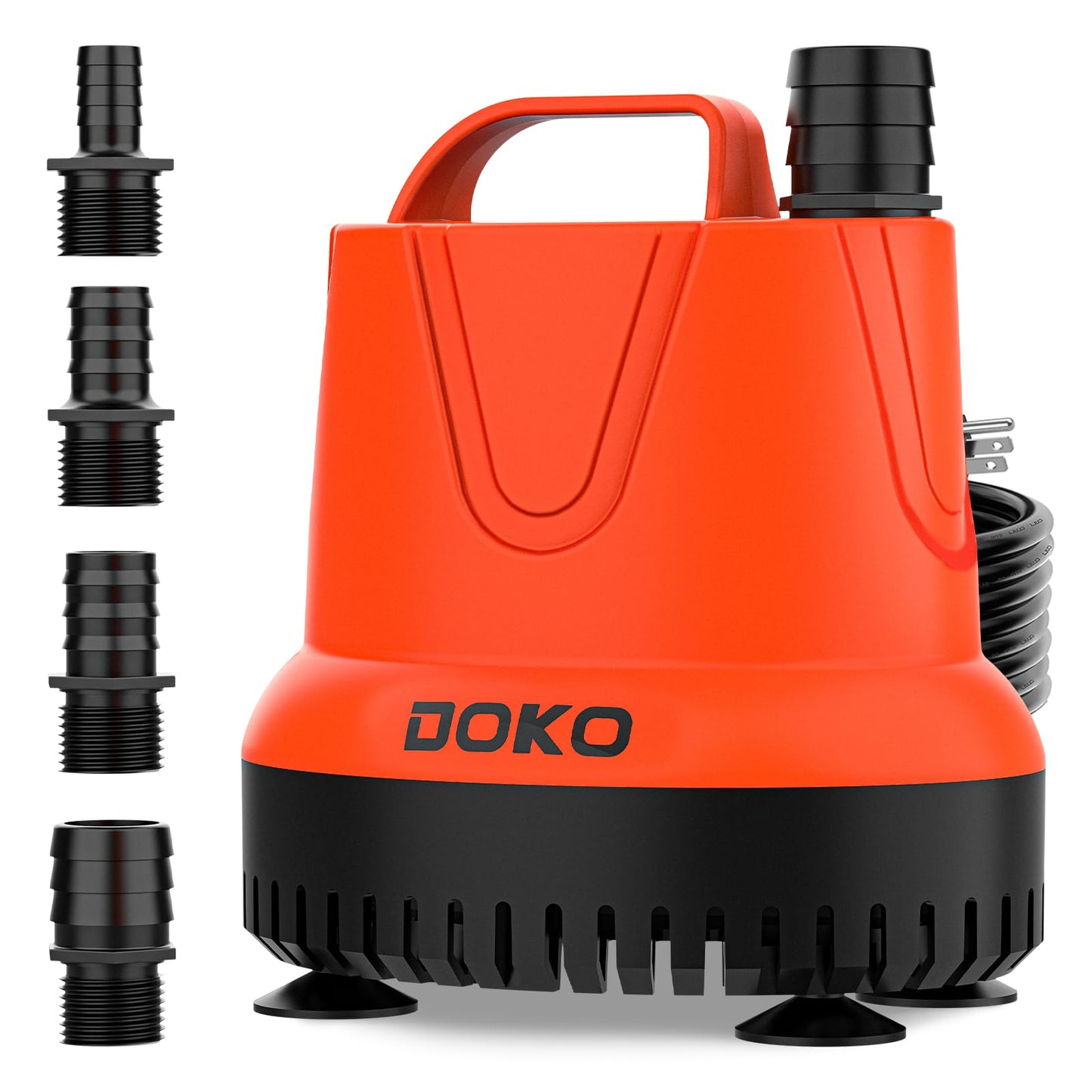 DOKO Small Submersible Water Pump, 660GPH Pond Pump with 6FT Power Cord and Handle, Ultra Quiet Pool Pump with 4 Nozzles and 4 Suction Cups, Drain Pump for Bathtub Pool Fish Tank