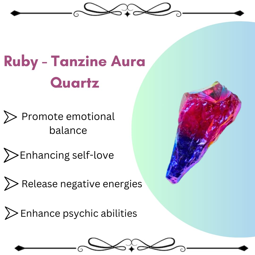Crystals, Rocks, Jade, Crystals and Healing Stones, Witchcraft Supplies, Healing Crystals, Stones, Healing Stones, Rock Collection, Agate, Raw Stones (Ruby-Tanzine Aura Quartz, 2 Pcs)