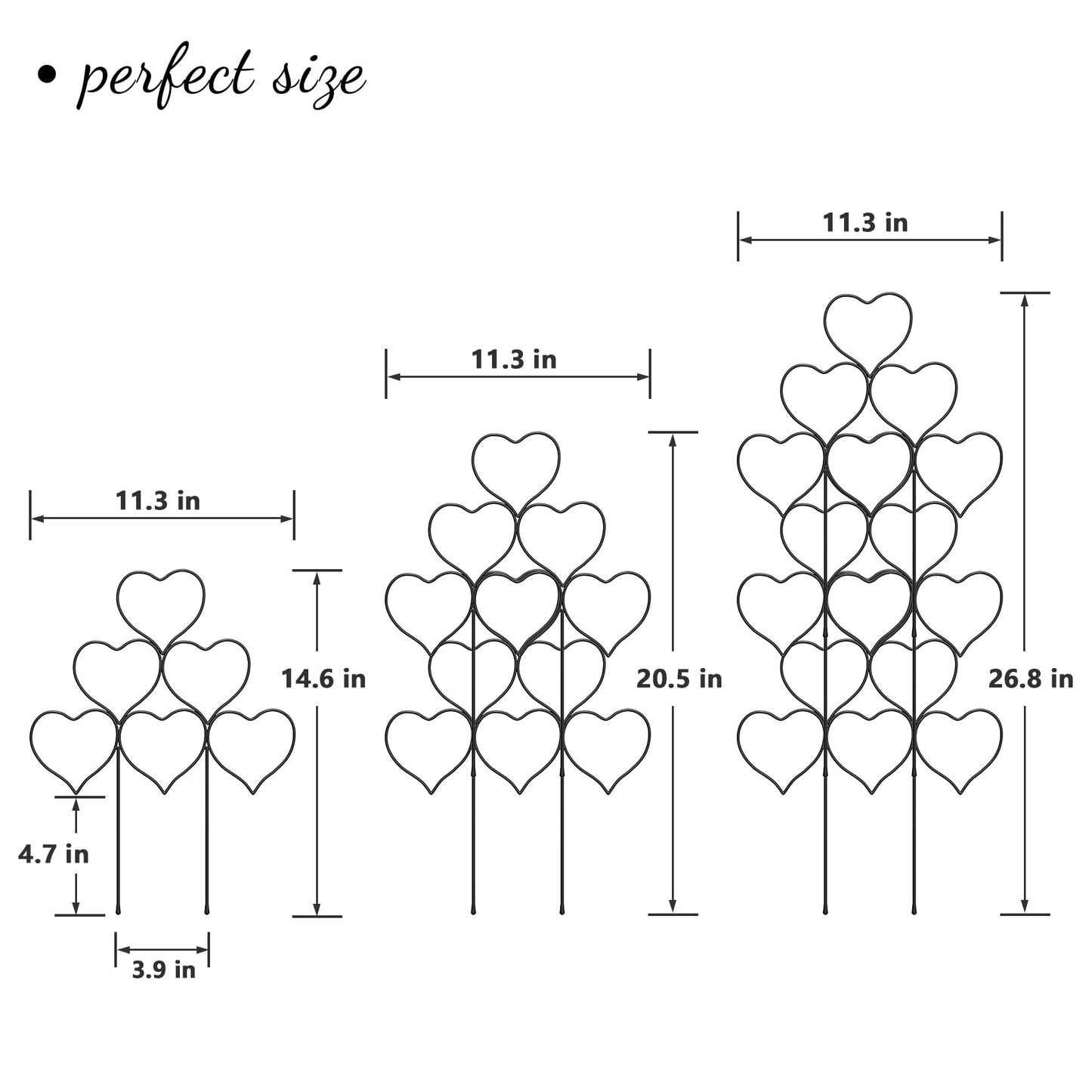 Plant Trellis for Climbing Plants Indoor Outdoor, Trlzey 3 Pack Stackable Metal Trellis - Small Garden Trellis for Potted Plants, Vine Support for Ivy, Flowers, DIY Home Deco