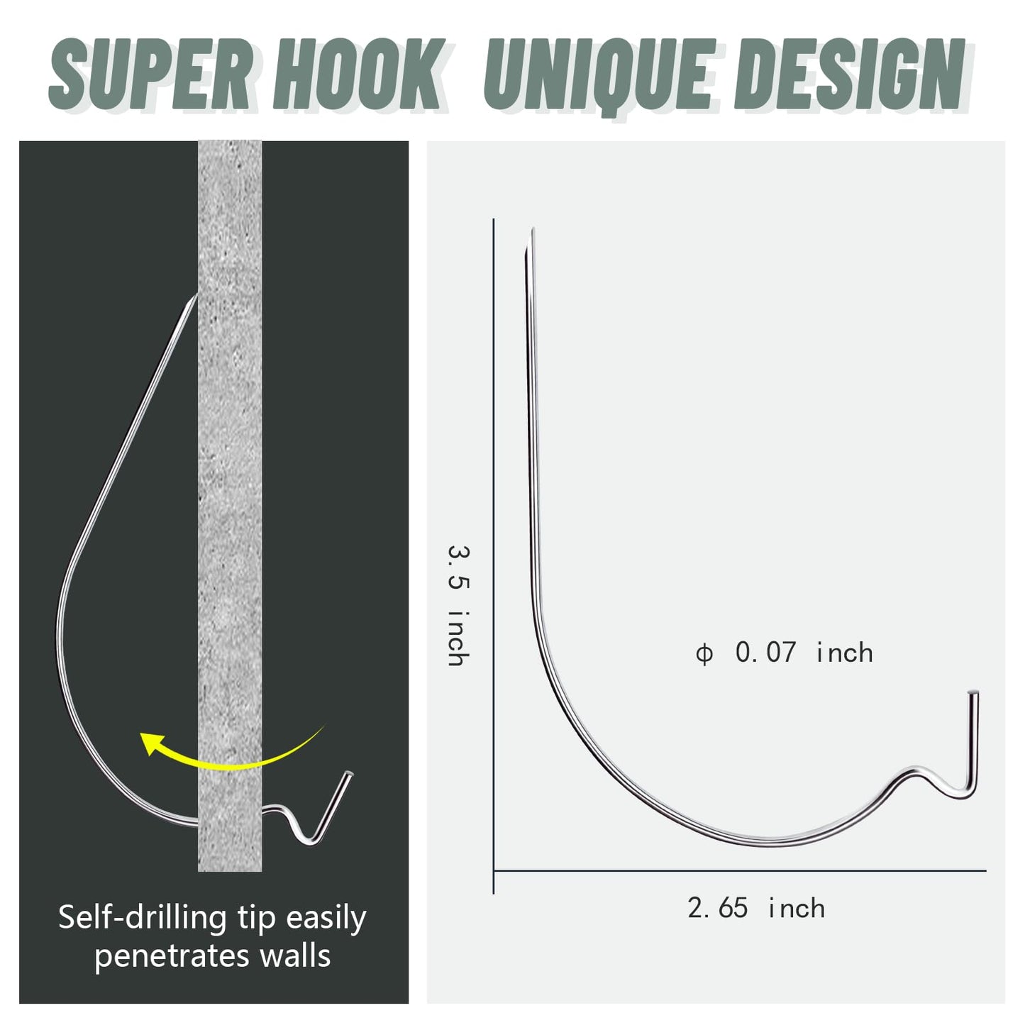 Super Hooks Picture Hanger,Gorilla Hooks - Hang Art, Clock, Shelves, Mirrors, Frames, or Planters for Home and Office Decorations-30pcs
