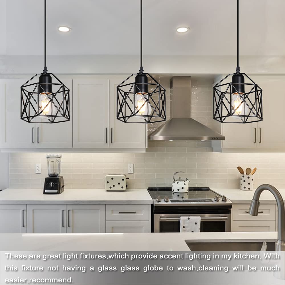 Laihezz 1-Light Vintage Hanging Light Pendant Light Fixture Farmhouse Basket Cage Hanging Ceiling Light with Metal Caged for Kitchen Island Dining Restaurant Room Hallway Hotel Bar…