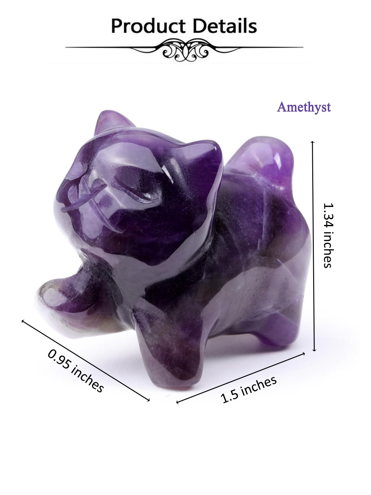 Top Plaza Amethyst Crystal Cute Cat Figurine Gifts Carved Healing Lucky Home Decor Natural Gemstone Cats Collectibles Pocket Sculpture for Cat Lovers