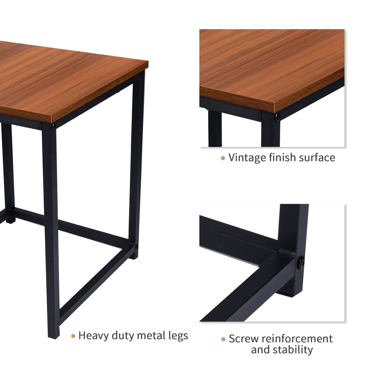 Vipush Nesting Tables Coffee Table Set of 2 - End Tables Living Room Small Side Tables Modern Farmhouse Sturdy Metal Frame Wood Desk
