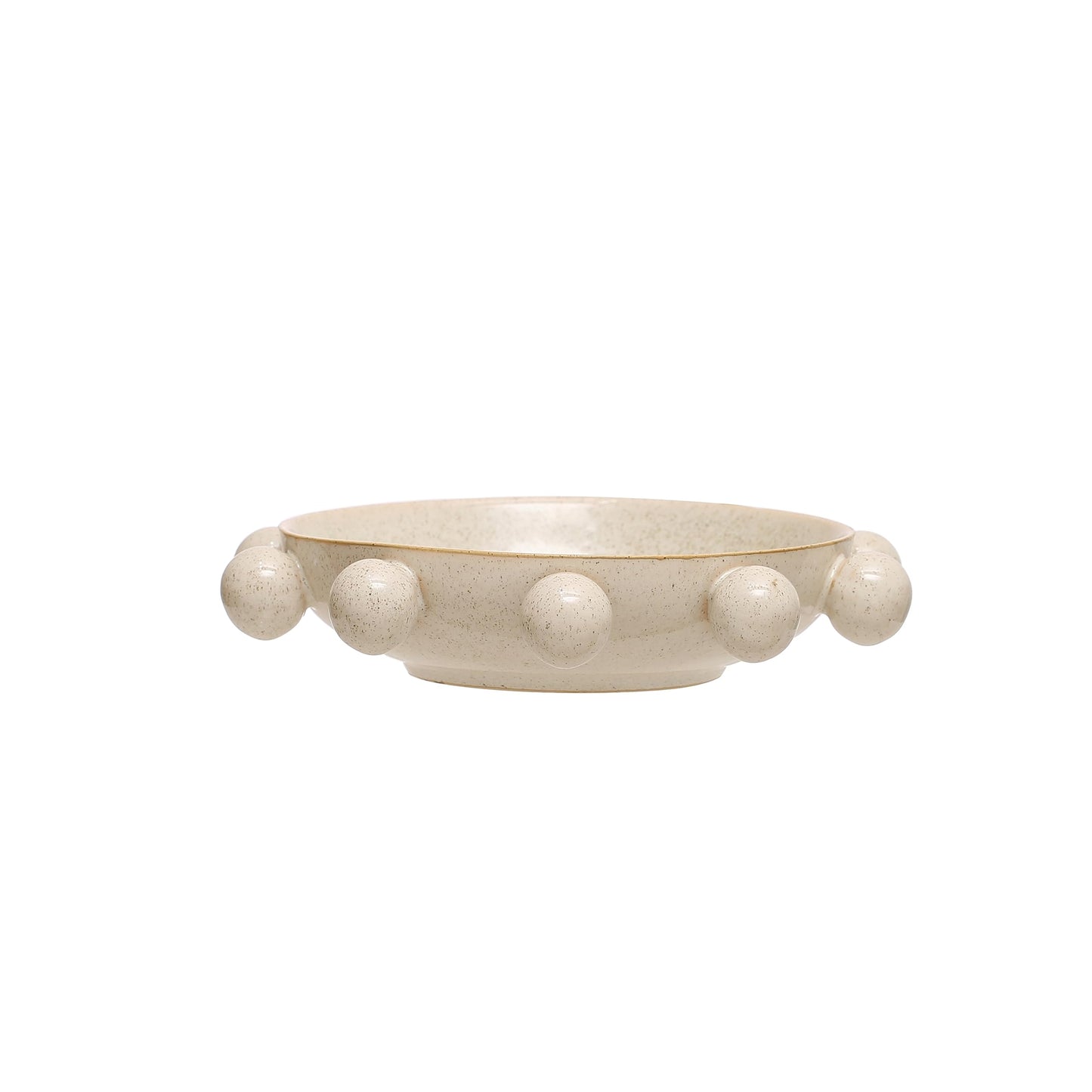 Bloomingville 9.75 Inches Stoneware Bowl with Orbs and Reactive Glaze, Cream
