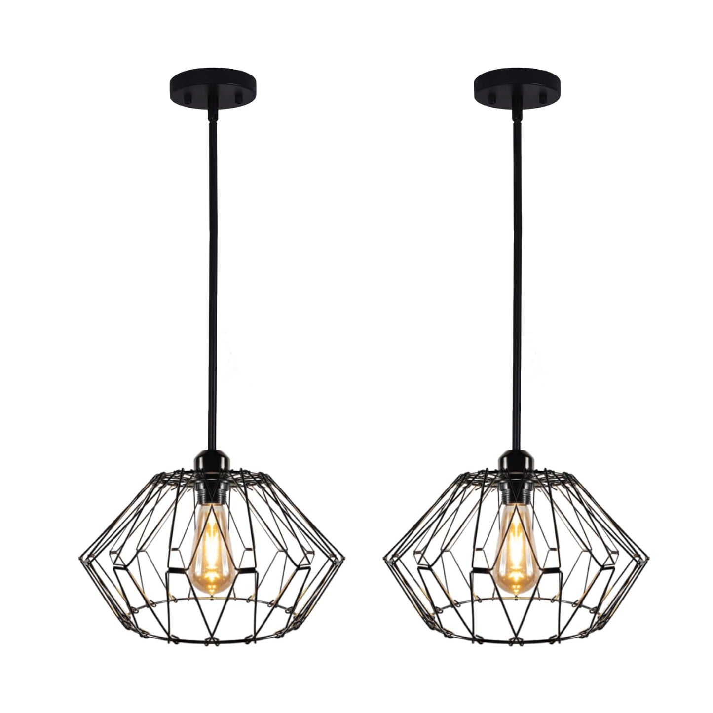 KOSTA Pendant Light Fixtures, Hanging Ceiling Lights, E26 Base Max. 40 Watts, for Kitchen Island Dining Restaurant Room Hallway Hotel Bar, 12 Inch, Bulb Not Included, 2-Pack