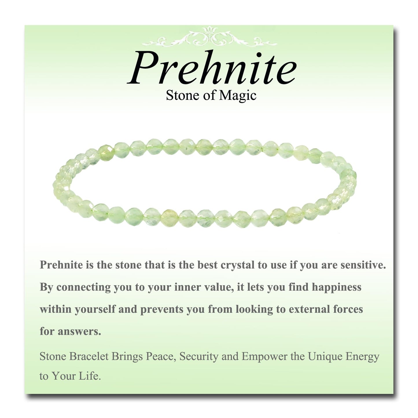 MASSIVE BEADS Natural Genuine Gemstone Beads Healing Crystal Chakra Reiki Jewelry Faceted Round Beads Bracelets (Prehnite, 3mm)