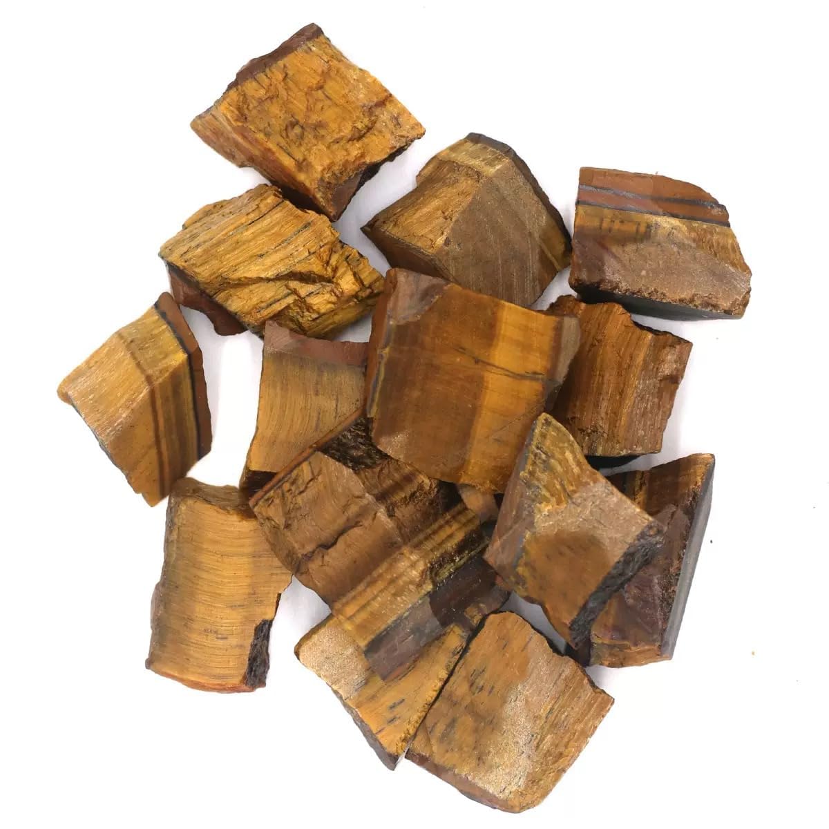 1LB Natural Tiger Eye Stone Raw Healing Crystals, Energy Stones for Meditation, Reiki, Chakra Balancing, Home Décor and Spiritual Gifts (30-50mm)