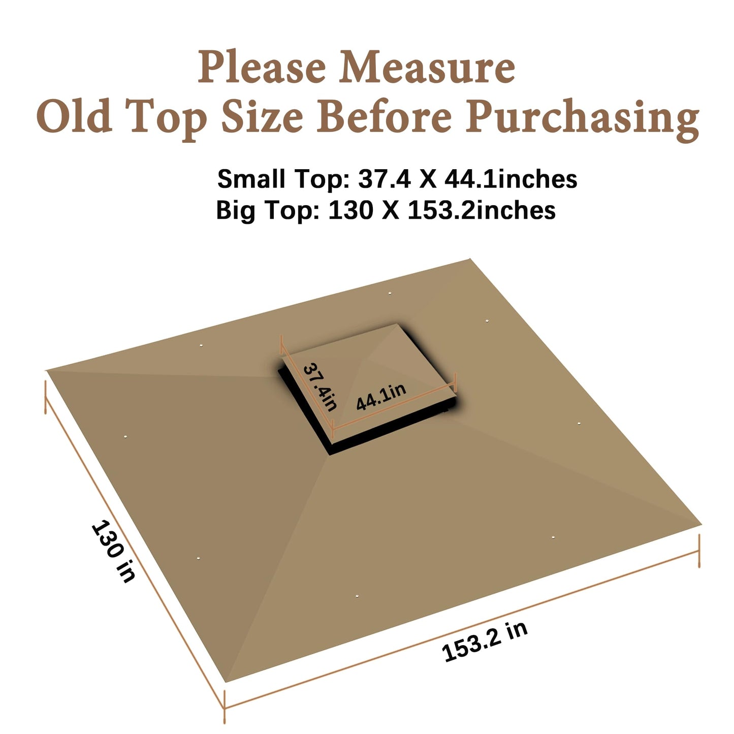 SCOCANOPY Replacement Cover Compatible with Monterey Gazebo # Model L-GZ215PST-4,(Beige)