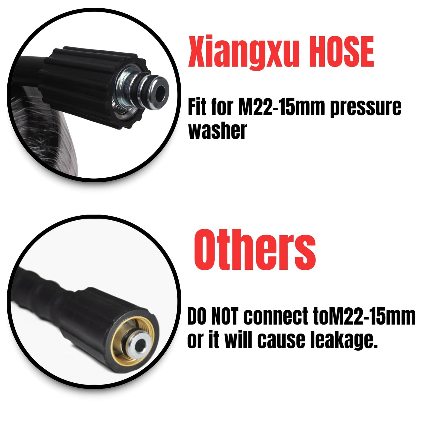 50FT 5800 PSI Pressure Washer Hose Jetter Nozzles Kit 1/8”NPT Sewer Drain Rotating Quick Connect Nozzle Button Nose With M22-14/15mm Double Rod Thread Brass Replacement
