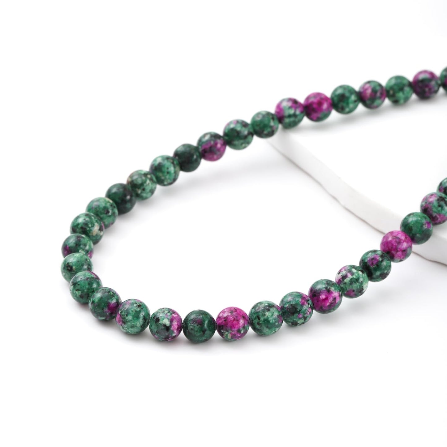 8mm 45pcs DIY Natural Ruby Zoisite Stone Beads Round Healing Crystal Gemstone Loose Beads for Jewelry Making Handmade Bracelet Necklace