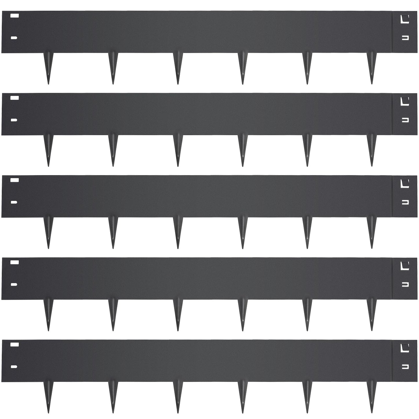 5PCS Steel Landscape Edging 39 x 7Inch (4 Inch Metal Strips + 3inch Nail) Black Garden Edging Border Length Flexible Landscape Edging Anchoring Stakes