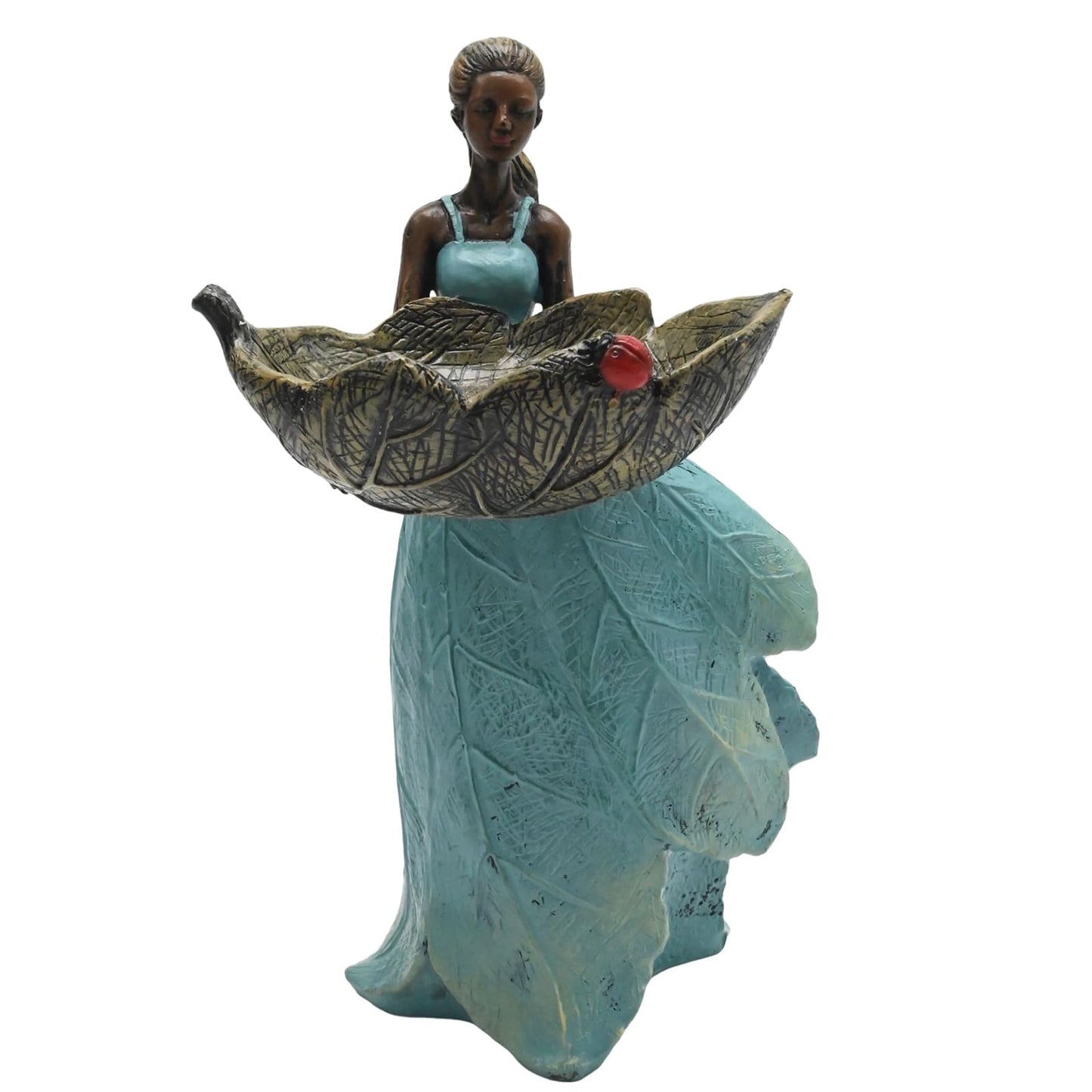 ZUDKSUY 10 Inch Fairy Garden Statue Bird Feeder, Unique Resin Bird Feeder, Decorative Outdoor Bird Feeder for Garden, Lawn, and Home Décor Gift for Women