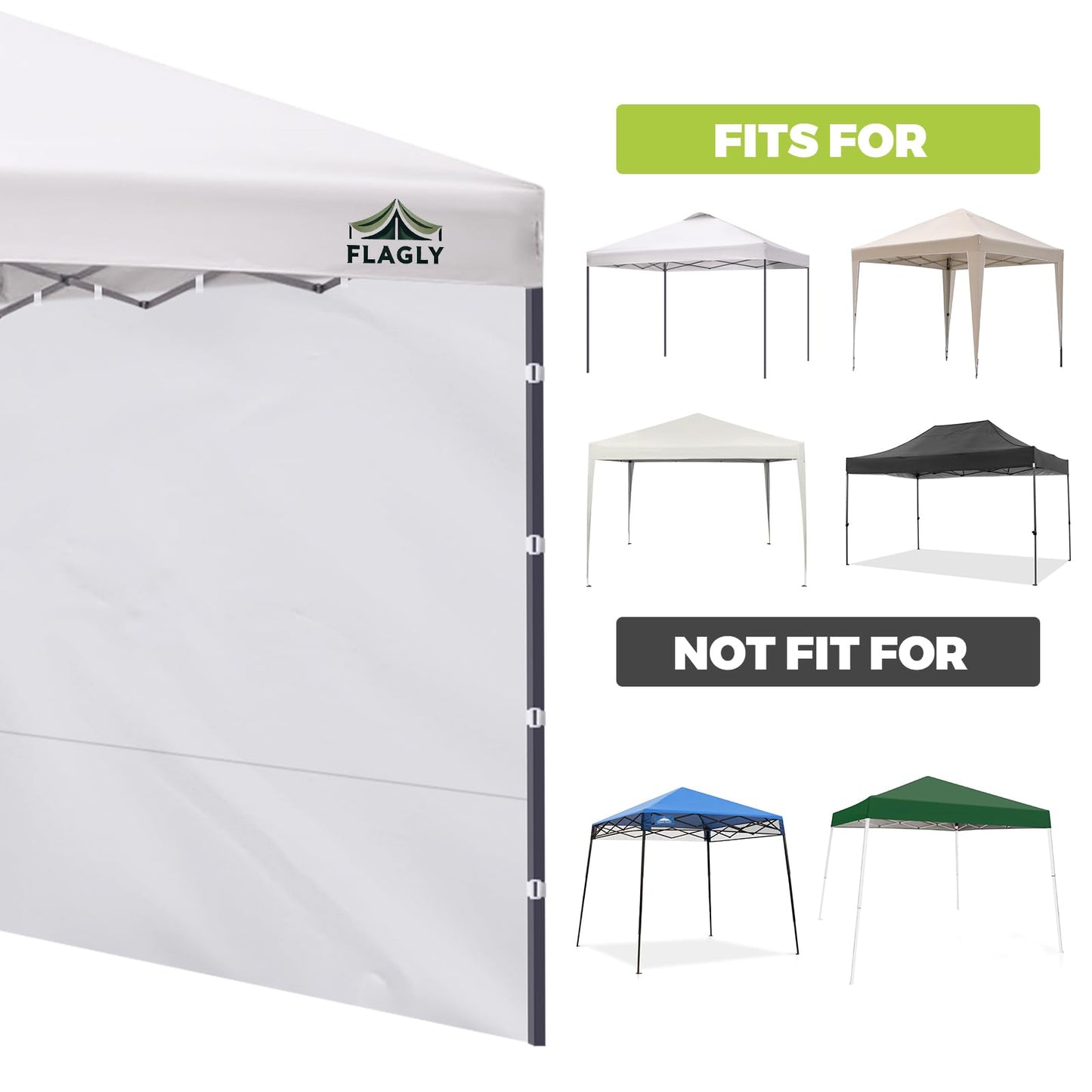FLAGLY 10x10 Pop Up Canopy Sidewall - 1 PC 300D Waterproof Attachable Tent Wall, Privacy Shade for Outdoor Events, Vendor Booths (Tent Not Included, Basic Style)