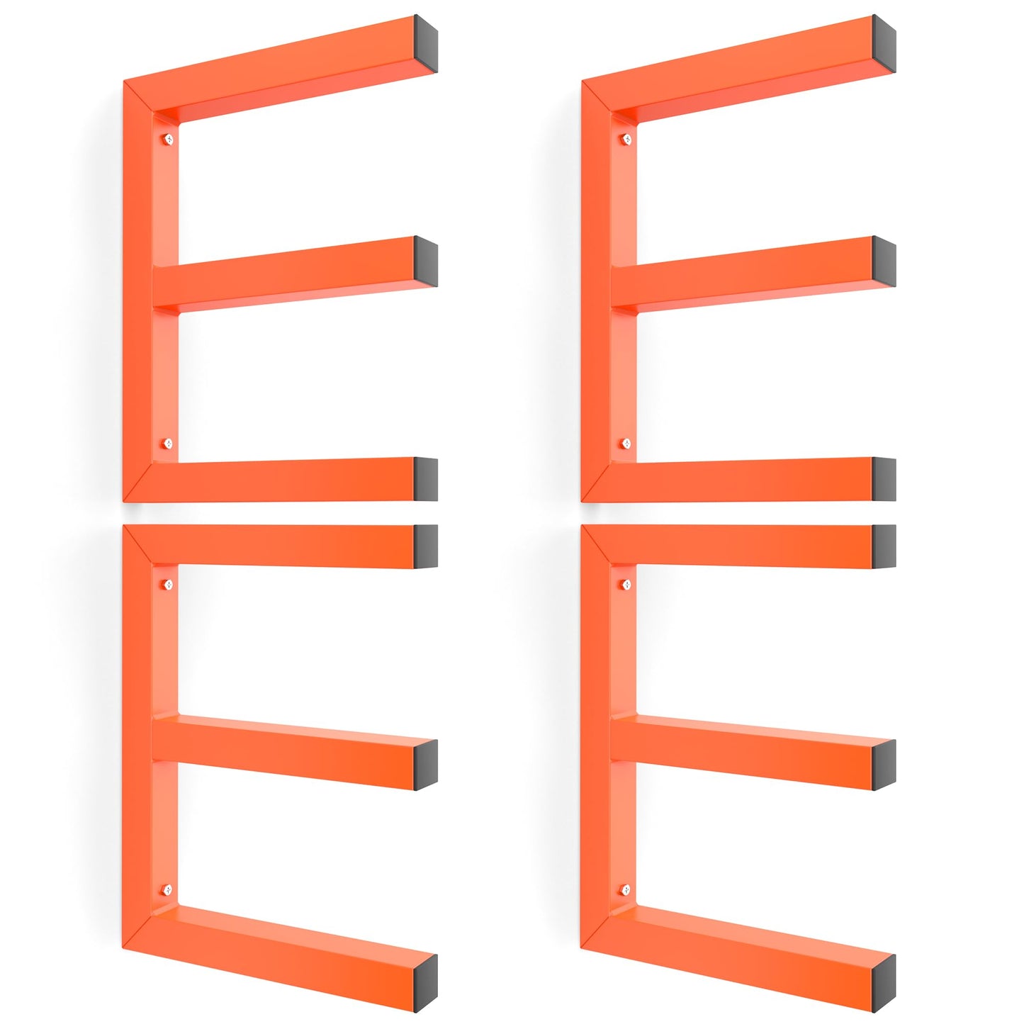 Ultrawall Lumber Storage Rack Wall Mount Wood Storage Racks, Metal Wood Organizer Racks for Shed, Workshop, Garage, Holds Up 220 LBS Per Level (Pack of 4, Orange)
