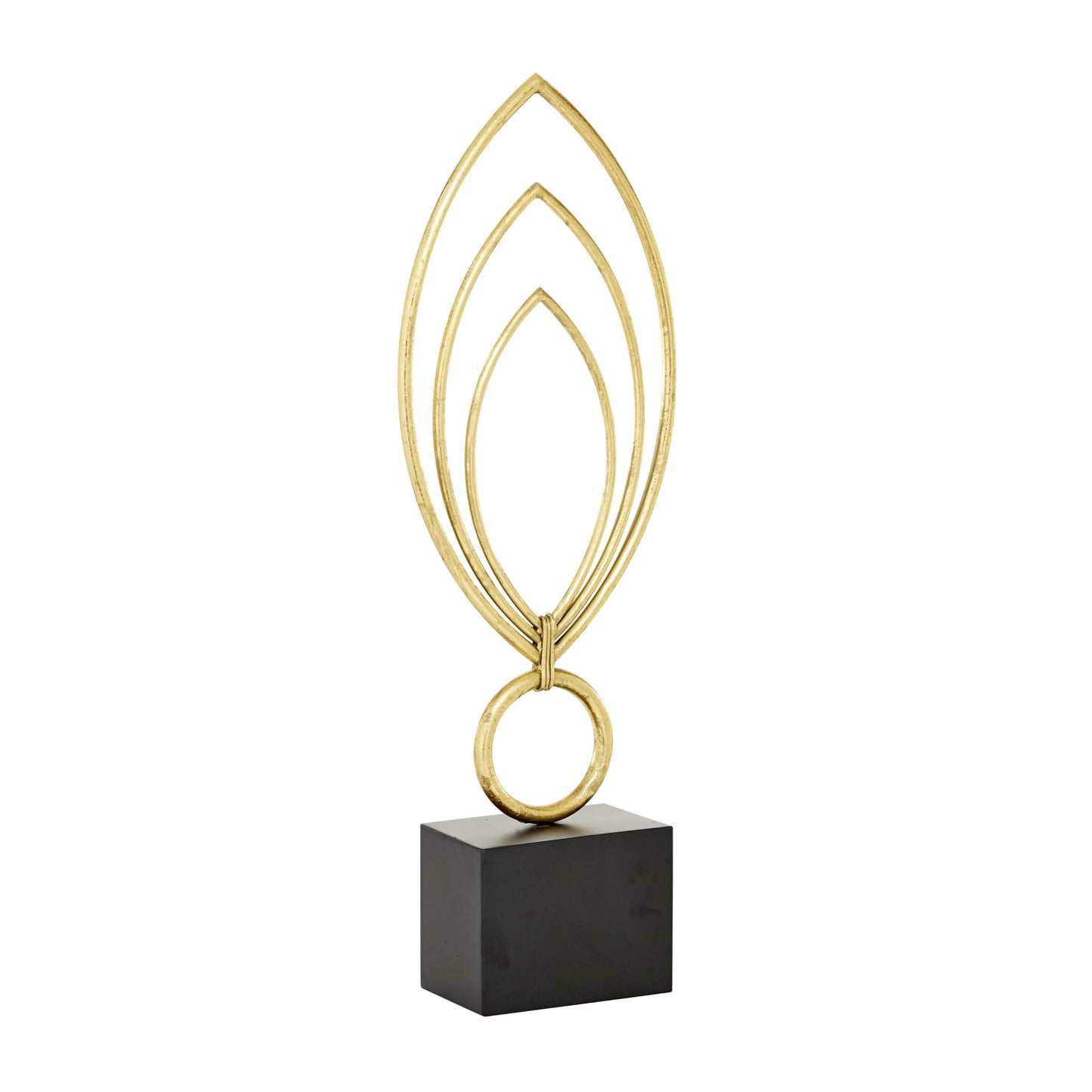 CosmoLiving by Cosmopolitan Metal Abstract Decorative Sculpture Home Decor Statue with Black Base, Accent Figurine 8" x 4" x 24", Gold