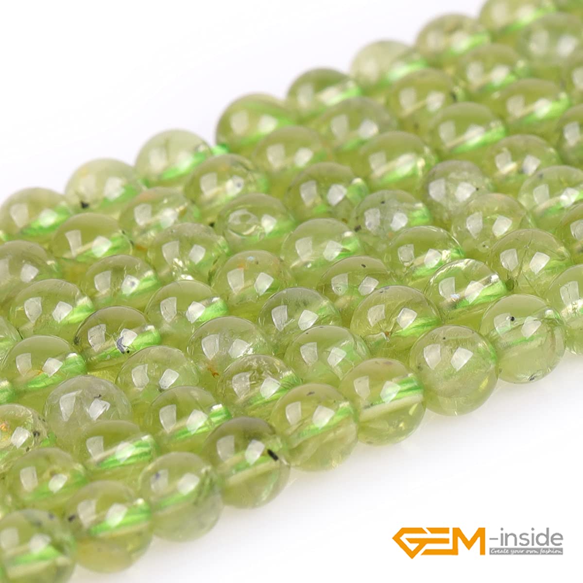 GEM-Inside Green Peridot Gemstone Loose Beads Natural Round 4mm Crystal Energy Stone Power for Jewelry Making 15''