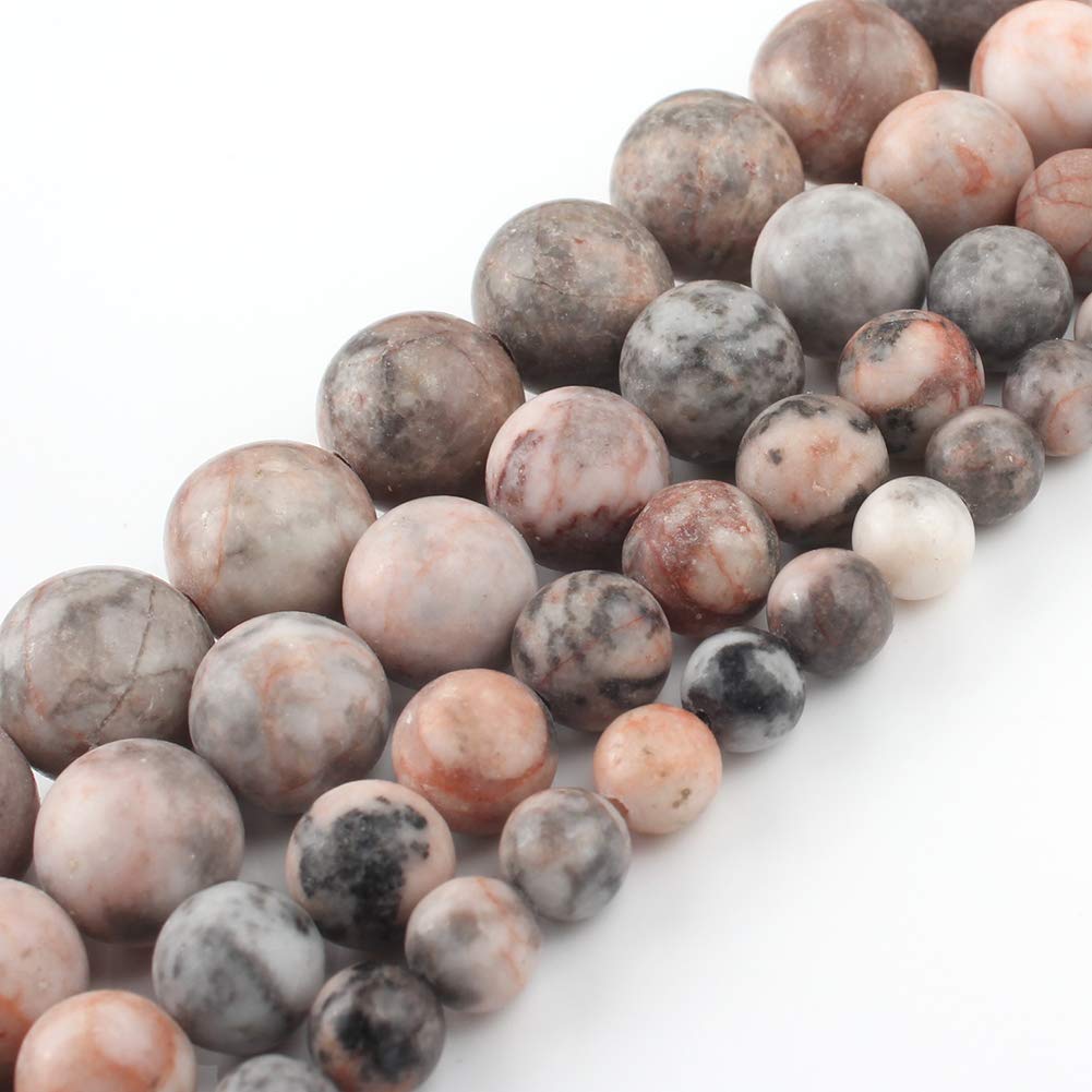 NITOPUPU 10mm 37pcs Pink Zebra Jasper Natural Stone Beads for Jewelry Making Supplies, Round Crystal Beads for Bracelets Necklace DIY Crafts