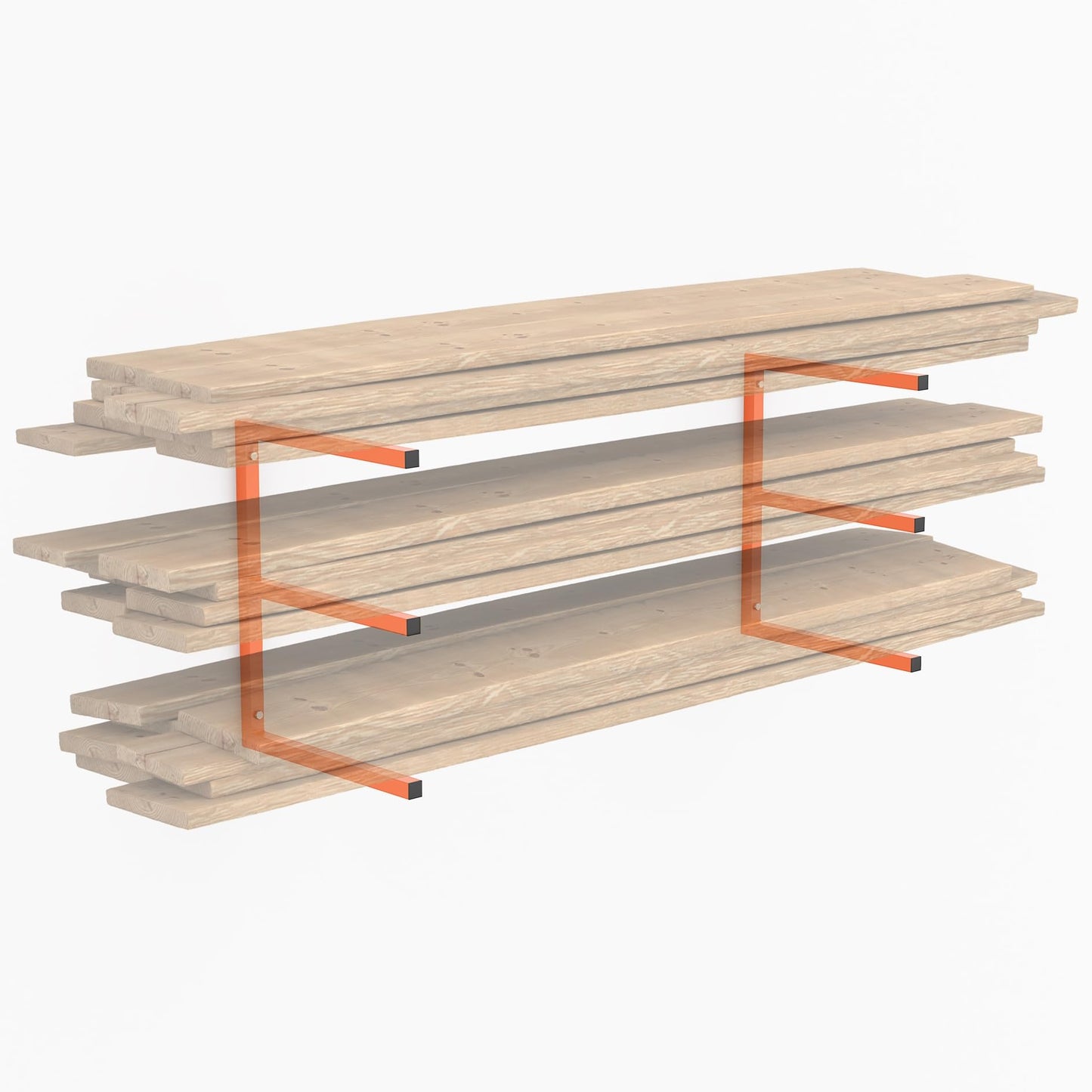 WALMANN Garage Wall Mounted Lumber Storage Rack, Overhead Heavy Duty One-Piece Design Lumber Rack for Woodworking Shop(1 Pair)